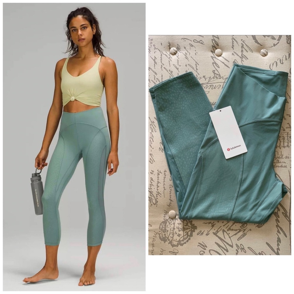 NWT Lululemon Nulu Mesh Mid-Rise Yoga Crop 23" Size 10 Tidewater Teal